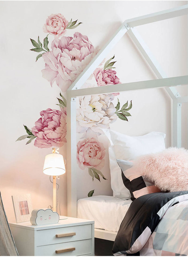 PINK PEONY BLUMEN WANDSTICKERS