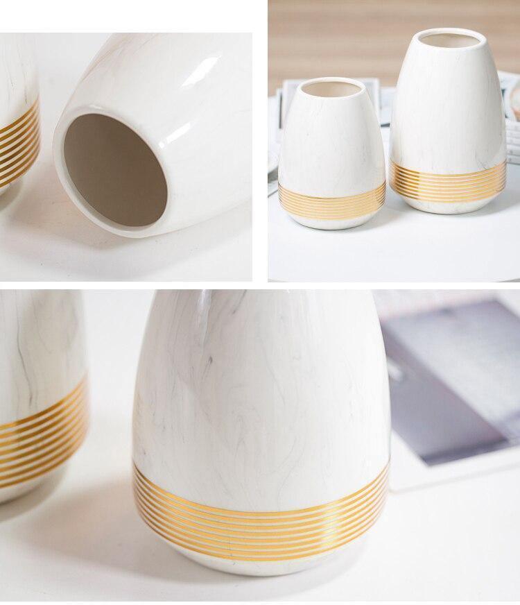 Frendorf | Marbelle Gold Akzent Marmorvase | Elegante Wohnkultur | Große & Kleine Größen