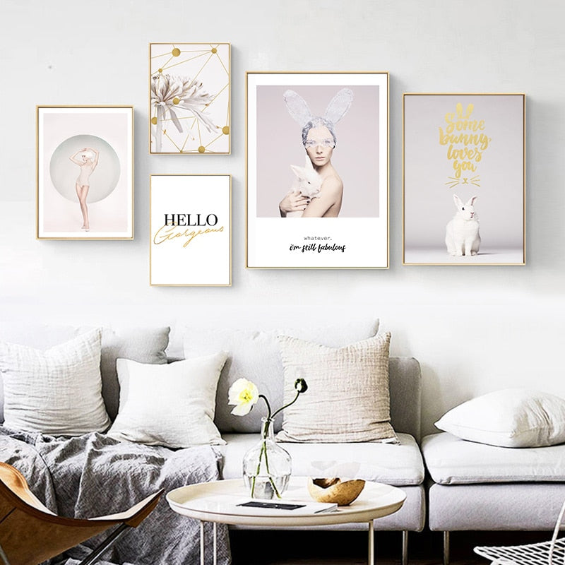 Sweet Bunny - Leinwand Wandkunst Malerei