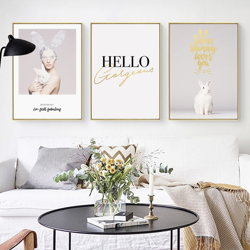 Sweet Bunny - Leinwand Wandkunst Malerei