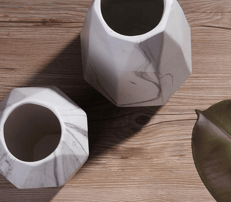 Frendorf | GeoMarble Geometrische Marmor-Vasen | Zeitloses Design | Hochwertige Dekoration | Perfekt für Zuhause