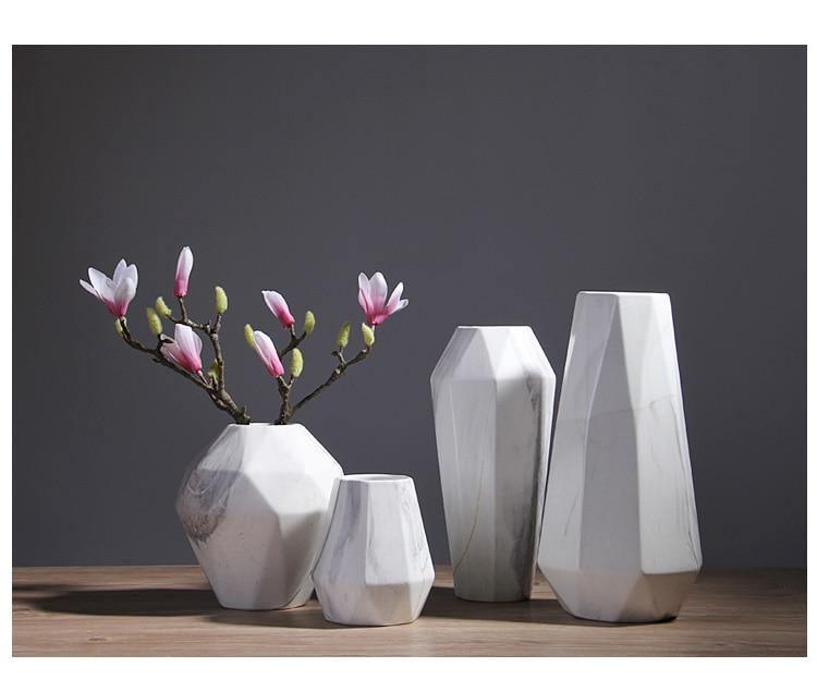 Frendorf | GeoMarble Geometrische Marmor-Vasen | Zeitloses Design | Hochwertige Dekoration | Perfekt für Zuhause