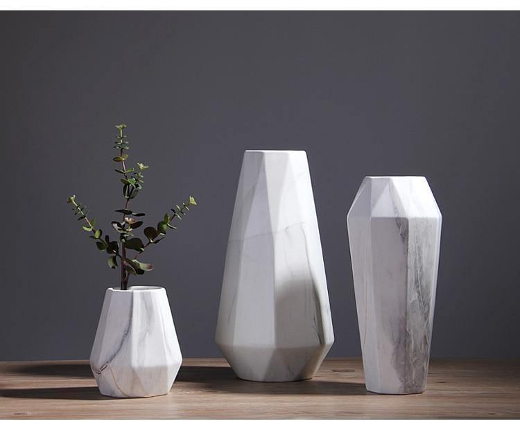 Frendorf | GeoMarble Geometrische Marmor-Vasen | Zeitloses Design | Hochwertige Dekoration | Perfekt für Zuhause