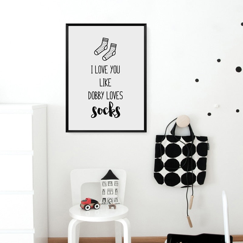 Ich liebe dich Kinderzimmer Drucke Dekor Socken - Leinwand Wandkunst Gemälde