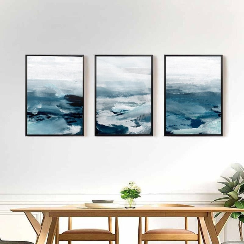 Abstrakte Landschaft Berg Blau Nordisch - Leinwand Wandkunst Malerei
