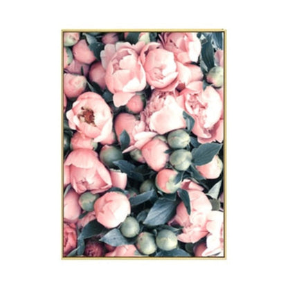 Modern Romantic Pink Peony Flamingo - Canvas Wall Art Painting