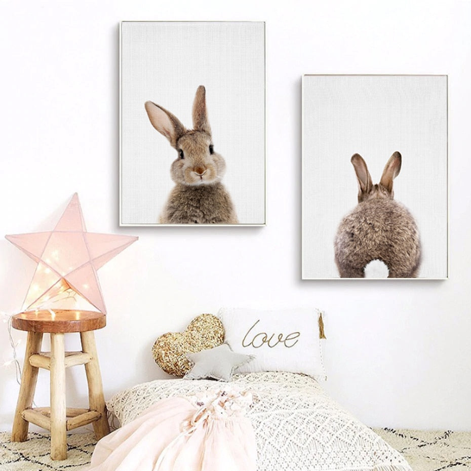 Rabbit BunnyTail Woodland Animal - Leinwand Wandkunst Malerei