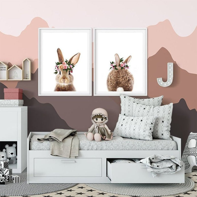 Rabbit BunnyTail Woodland Animal - Leinwand Wandkunst Malerei