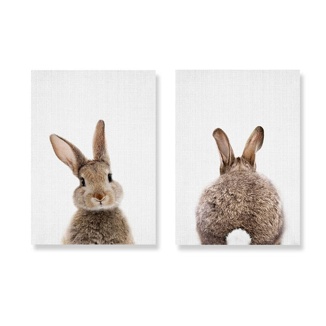 Rabbit BunnyTail Woodland Animal - Leinwand Wandkunst Malerei
