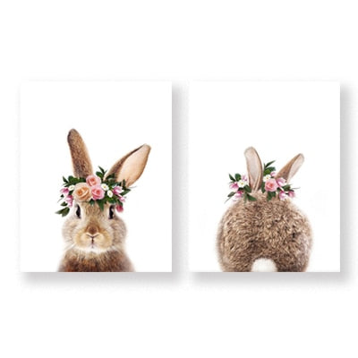 Rabbit BunnyTail Woodland Animal - Leinwand Wandkunst Malerei
