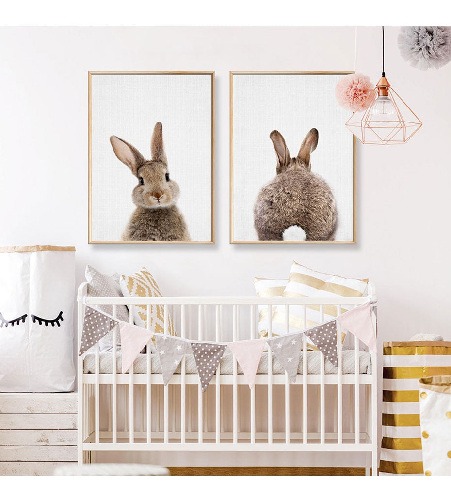 Rabbit BunnyTail Woodland Animal - Leinwand Wandkunst Malerei