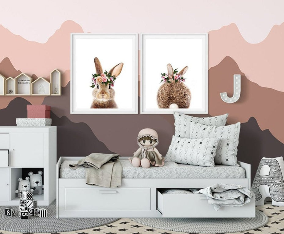Rabbit BunnyTail Woodland Animal - Leinwand Wandkunst Malerei