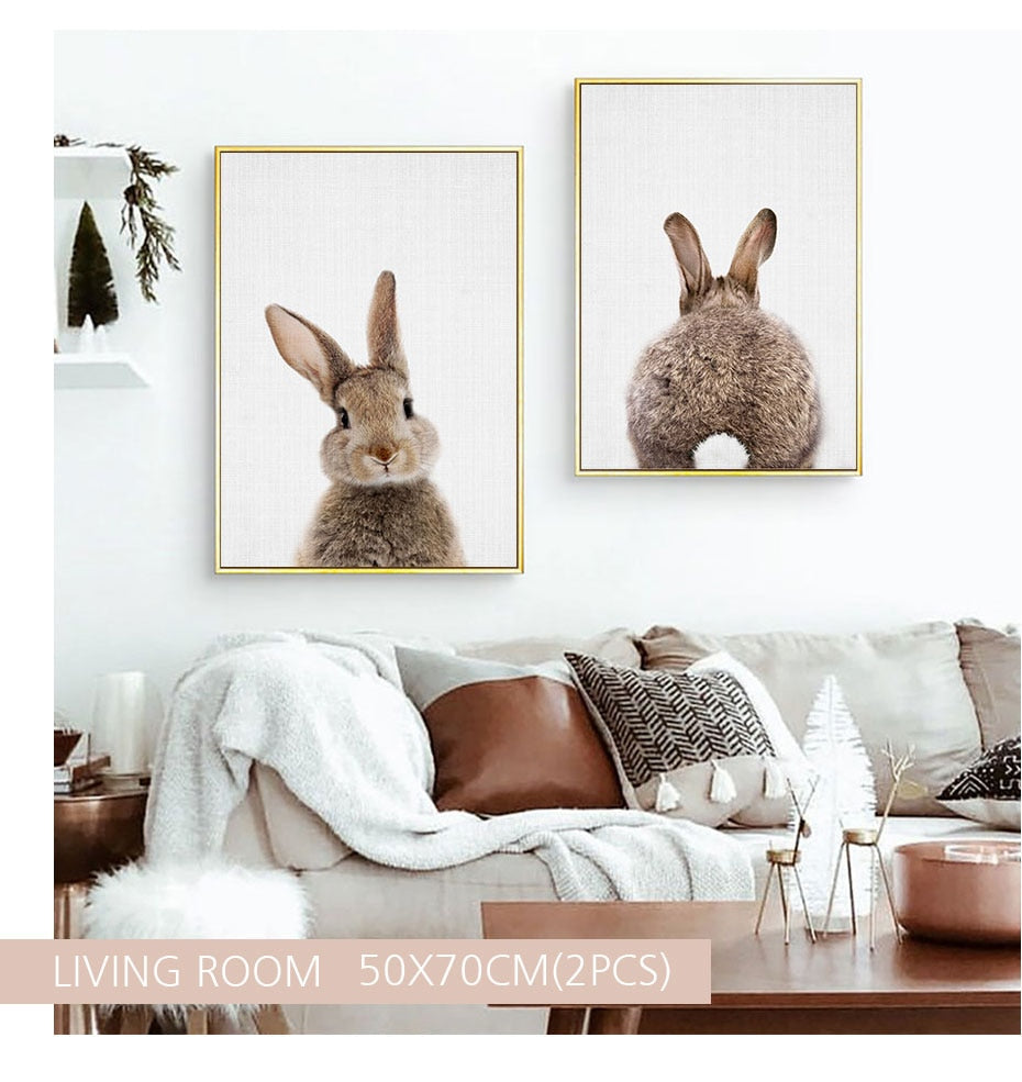 Rabbit BunnyTail Woodland Animal - Leinwand Wandkunst Malerei