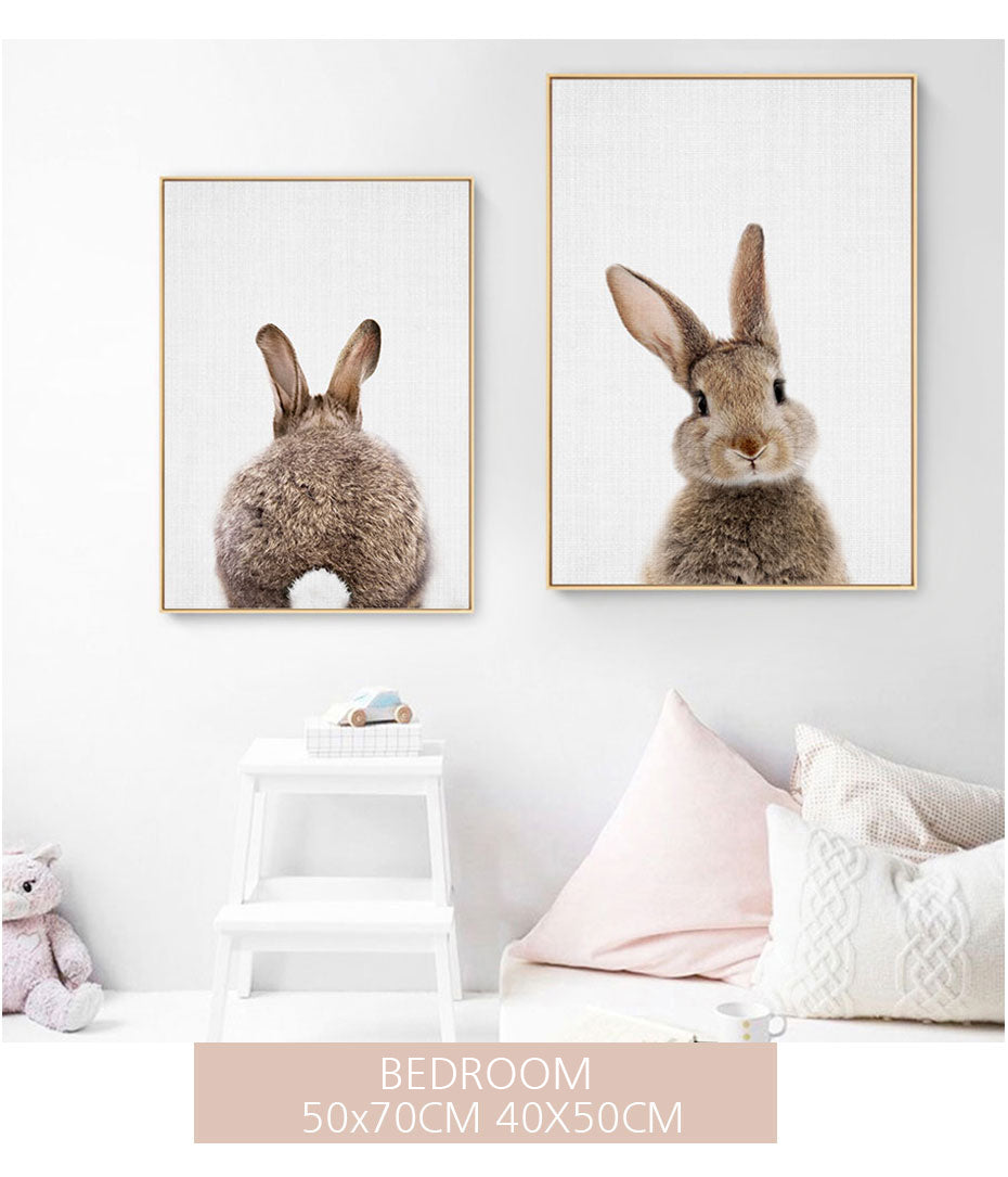 Rabbit BunnyTail Woodland Animal - Leinwand Wandkunst Malerei