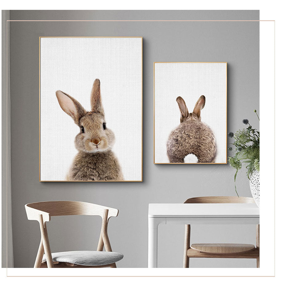 Rabbit BunnyTail Woodland Animal - Leinwand Wandkunst Malerei
