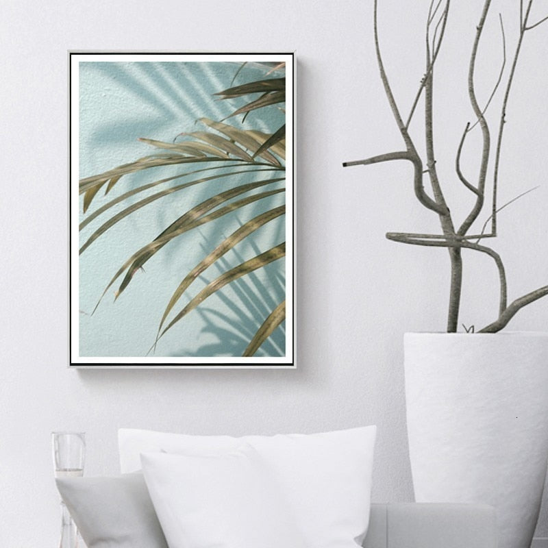 Moderne Pink Blumen Grüne Blätter Wörter - Leinwand Wandkunst Gemälde