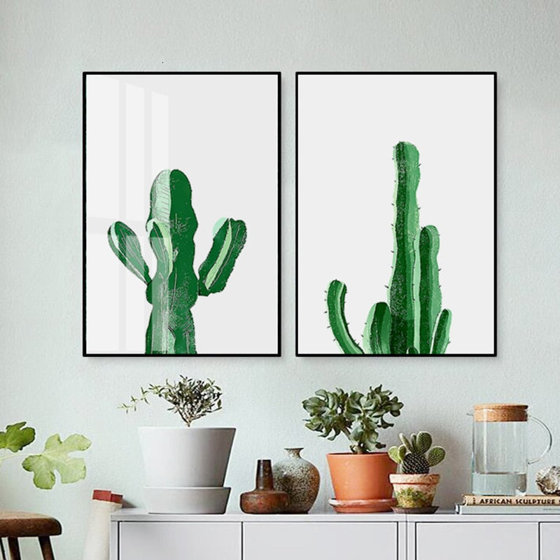 Skandinavien Kaktus Pflanzen - Leinwand Wandkunst Malerei