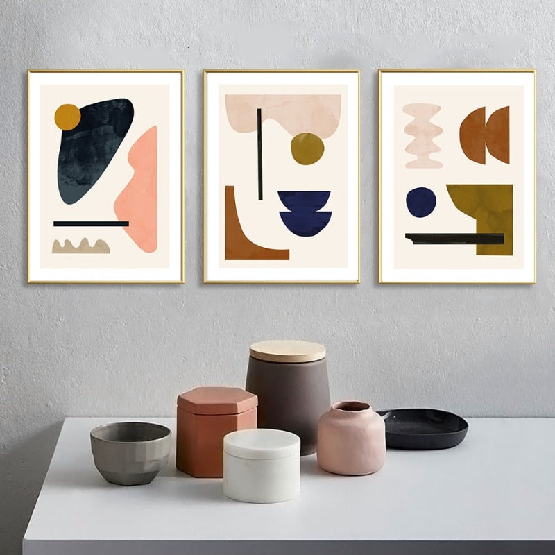 Geometrisch Abstrakt Skandinavien Galerie - Leinwand Wandkunst Gemälde