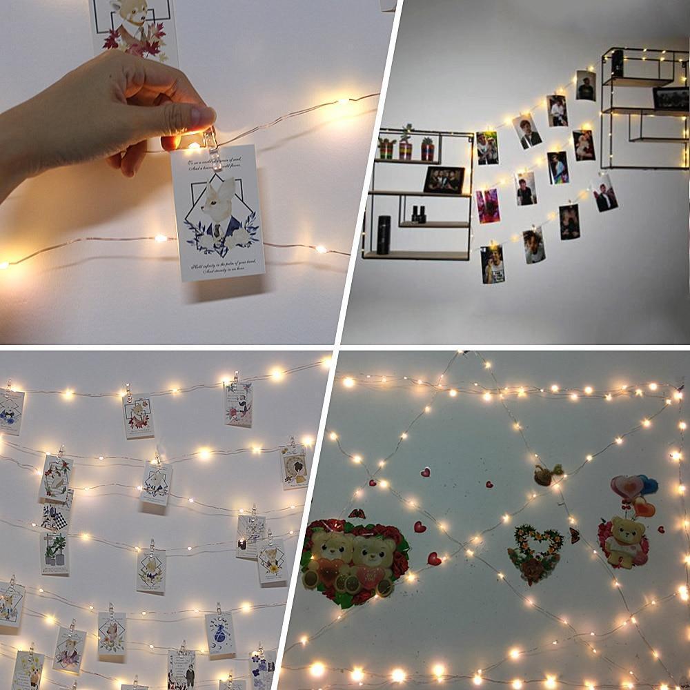Frendorf | GlowClip LED Lichterkette mit Fotoclips | Batteriebetrieben oder USB-Anschluss | Dekorative Beleuchtung für Zuhause & Partys