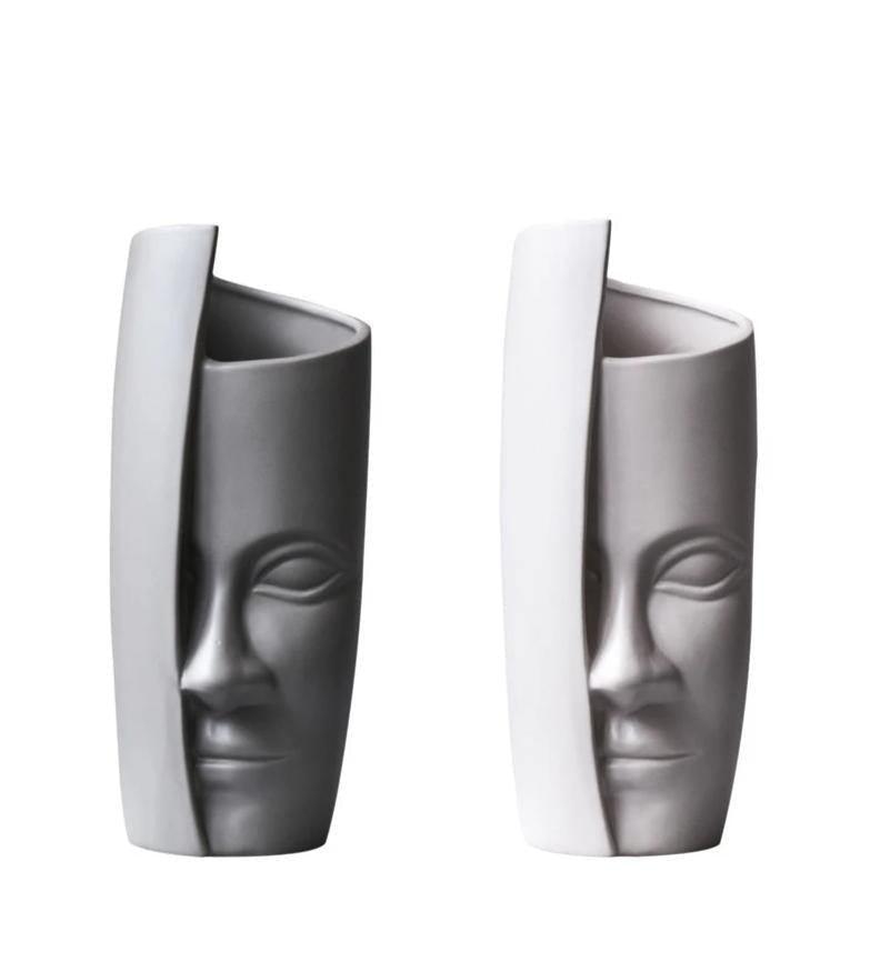 Frendorf | ArtVase Face Design | Moderne Kunstvase | Skulpturale Blumenvase