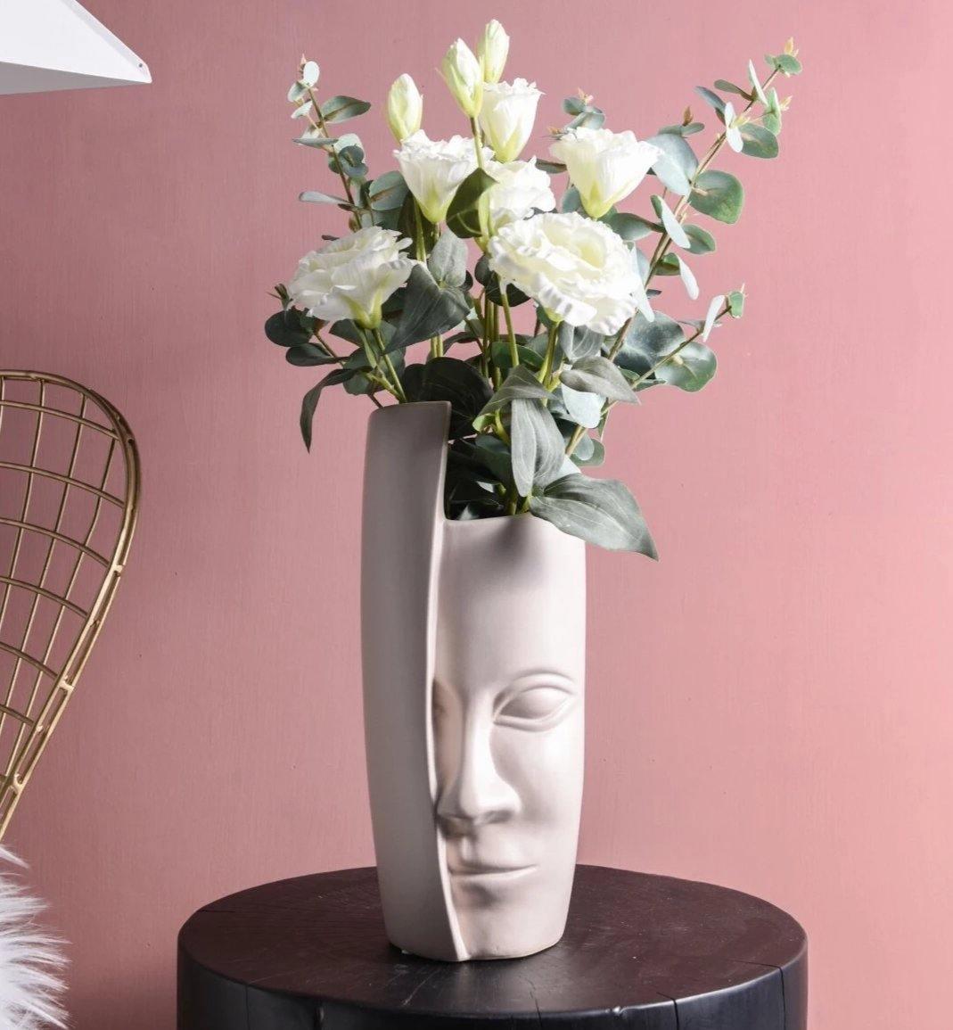 Frendorf | ArtVase Face Design | Moderne Kunstvase | Skulpturale Blumenvase