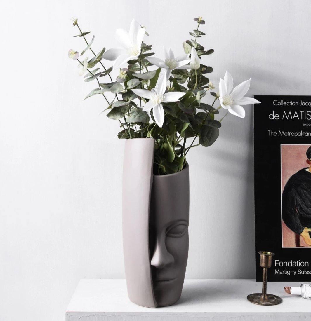 Frendorf | ArtVase Face Design | Moderne Kunstvase | Skulpturale Blumenvase