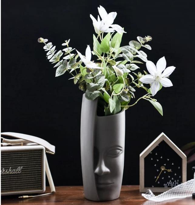 Frendorf | ArtVase Face Design | Moderne Kunstvase | Skulpturale Blumenvase
