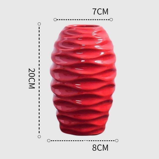 Frendorf | CrimsonFlow Geschwungene Rote Vase | Zeitloses Design | Dekoratives Highlight | Moderne Wohnkultur