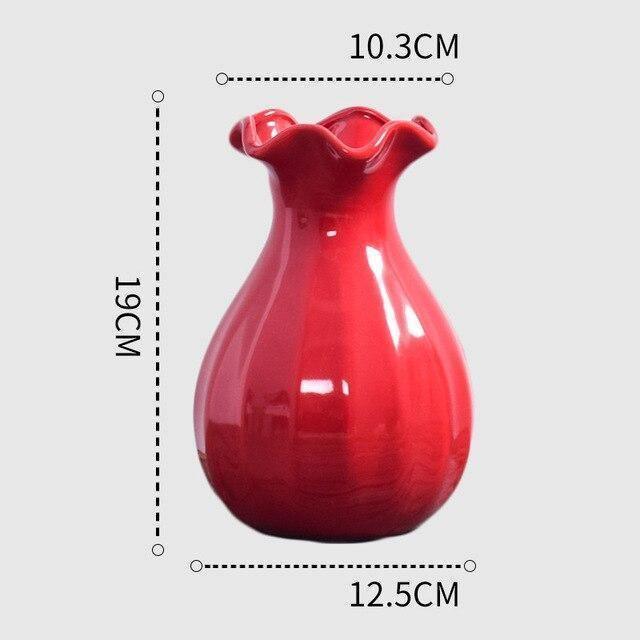 Frendorf | CrimsonFlow Geschwungene Rote Vase | Zeitloses Design | Dekoratives Highlight | Moderne Wohnkultur