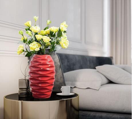 Frendorf | CrimsonFlow Geschwungene Rote Vase | Zeitloses Design | Dekoratives Highlight | Moderne Wohnkultur