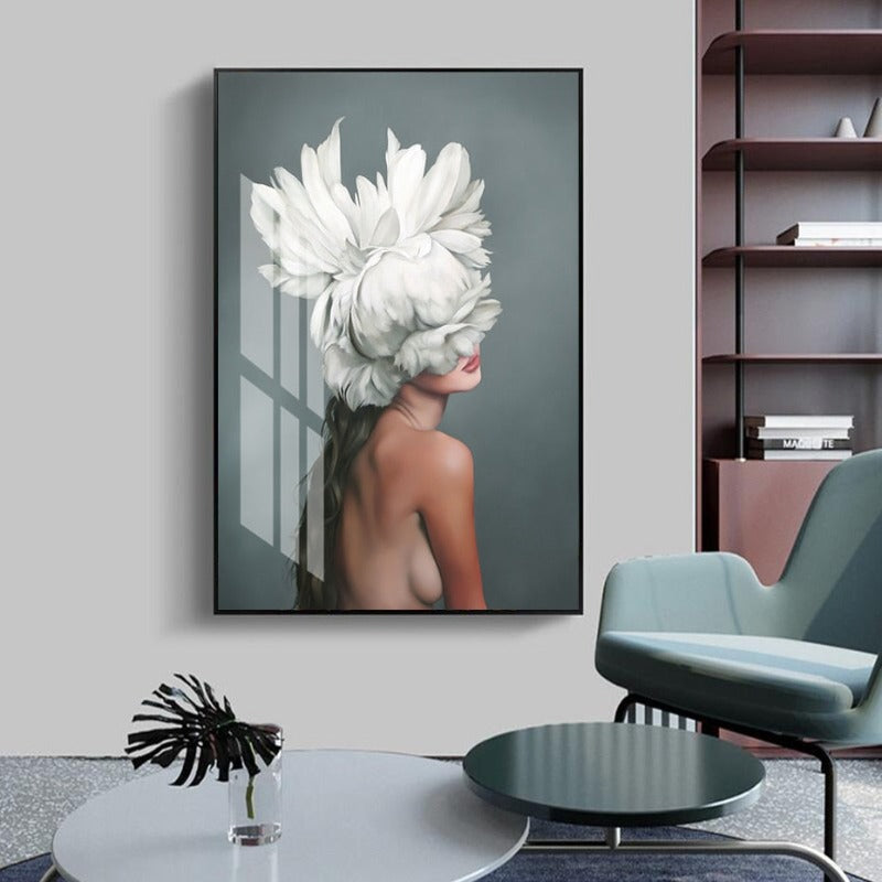 Florales Mädchen Wandkunst Bilder Schönheit - Leinwand Wandkunst Malerei