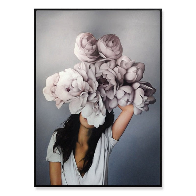 Florales Mädchen Wandkunst Bilder Schönheit - Leinwand Wandkunst Malerei