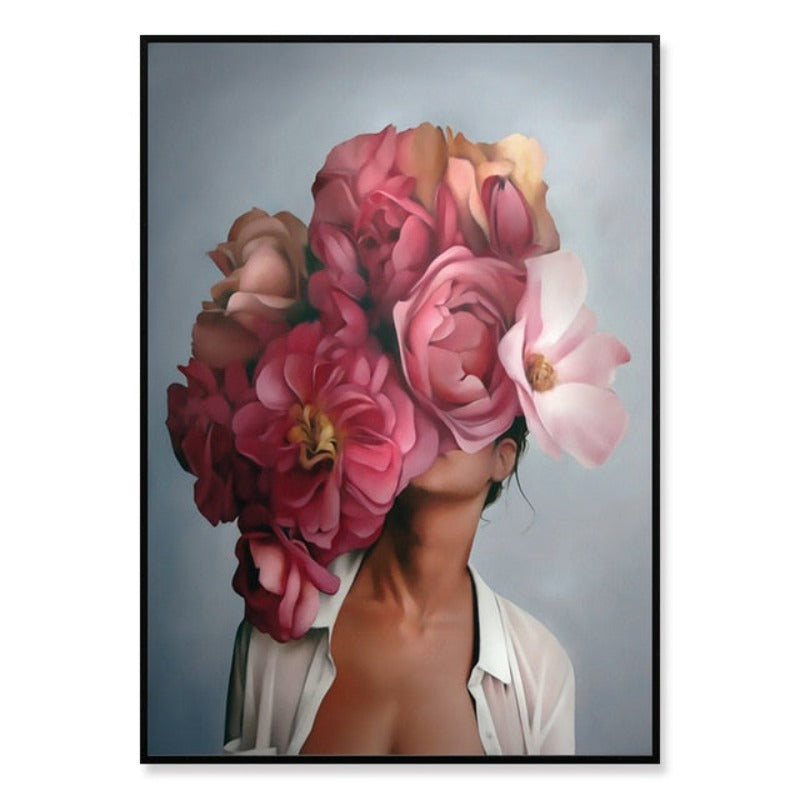 Florales Mädchen Wandkunst Bilder Schönheit - Leinwand Wandkunst Malerei