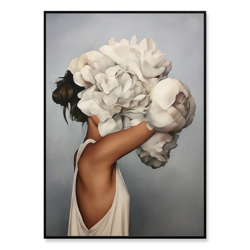 Florales Mädchen Wandkunst Bilder Schönheit - Leinwand Wandkunst Malerei