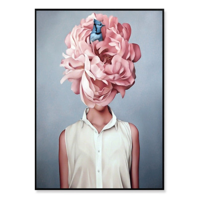 Florales Mädchen Wandkunst Bilder Schönheit - Leinwand Wandkunst Malerei