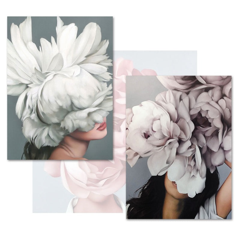 Florales Mädchen Wandkunst Bilder Schönheit - Leinwand Wandkunst Malerei