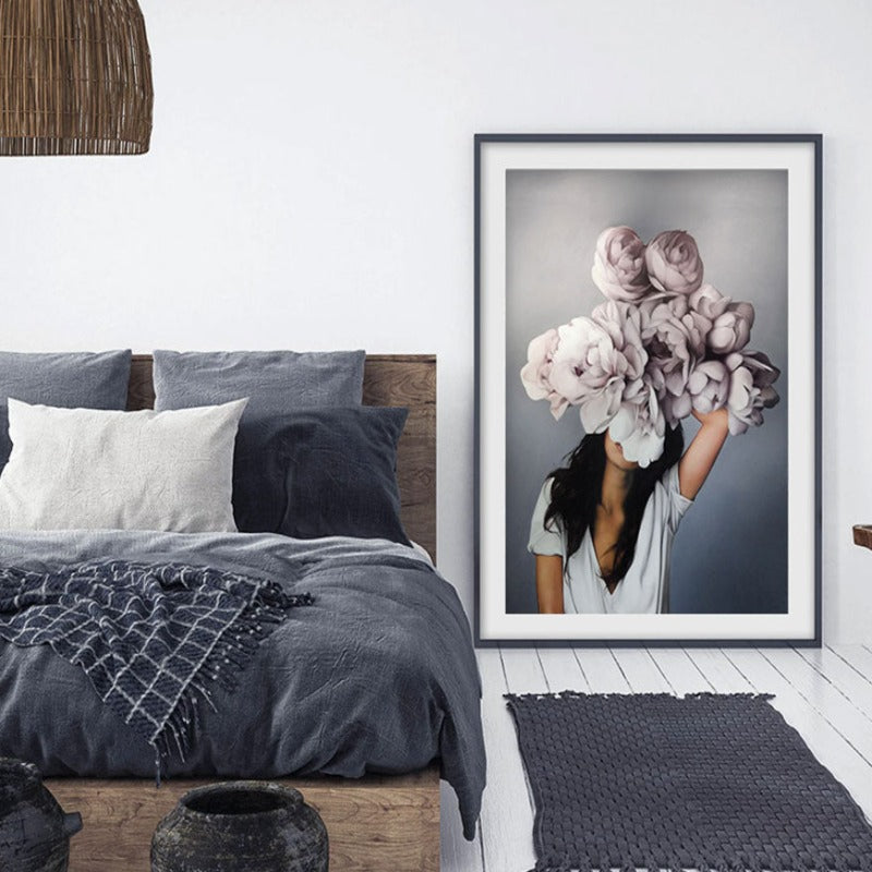 Florales Mädchen Wandkunst Bilder Schönheit - Leinwand Wandkunst Malerei