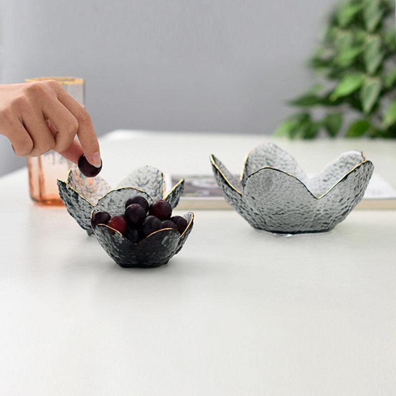 Frendorf | CrystalBloom Glasschalen im Blütendesign | Strukturiertes Glas | Moderne Tischdeko in Schwarz & Weiß