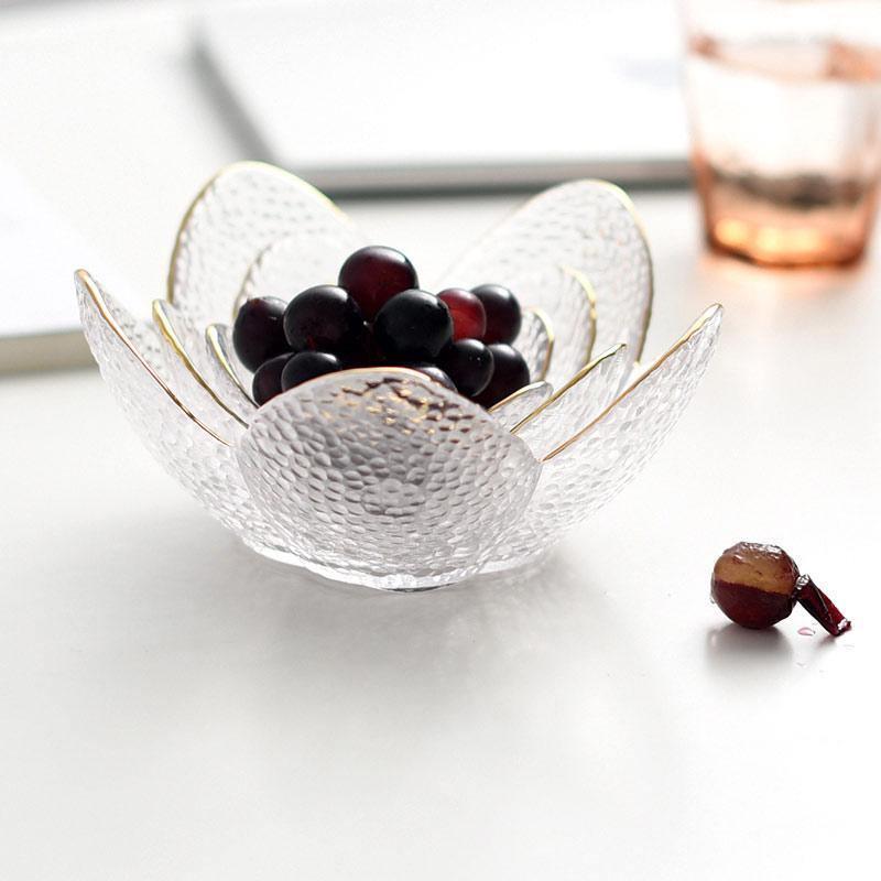 Frendorf | CrystalBloom Glasschalen im Blütendesign | Strukturiertes Glas | Moderne Tischdeko in Schwarz & Weiß