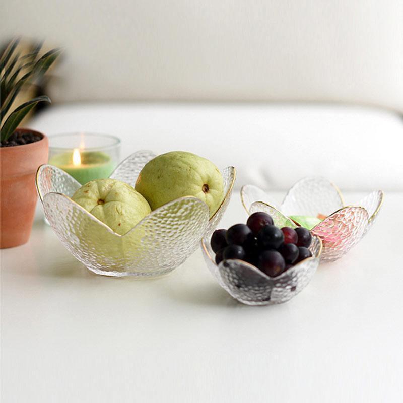 Frendorf | CrystalBloom Glasschalen im Blütendesign | Strukturiertes Glas | Moderne Tischdeko in Schwarz & Weiß