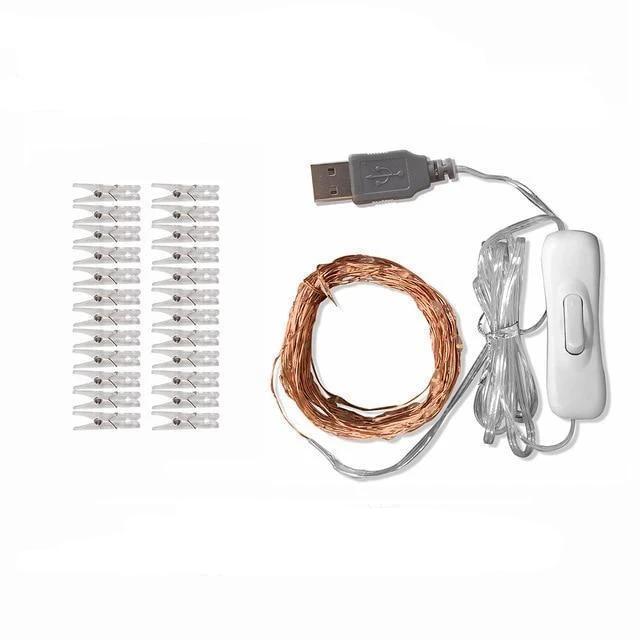 Frendorf | GlowClip LED Lichterkette mit Fotoclips | Batteriebetrieben oder USB-Anschluss | Dekorative Beleuchtung für Zuhause & Partys