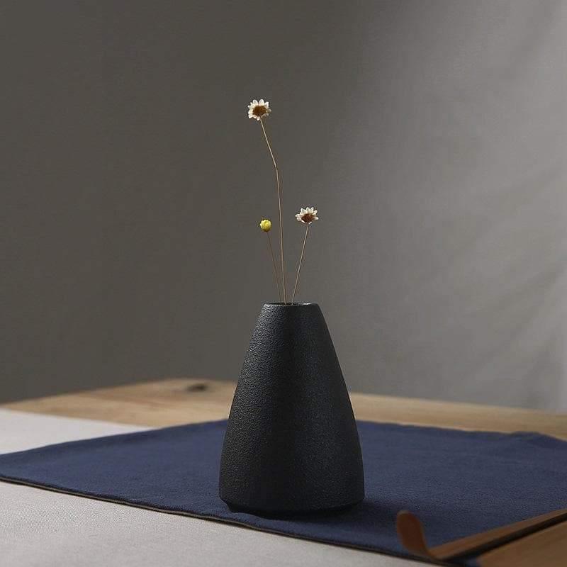 Frendorf | ObsidianWave Strukturierte Keramikvasen in Nacht-Schwarz | Modernes Design | Perfekte Dekoration für Zuhause