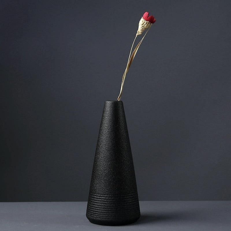 Frendorf | ObsidianWave Strukturierte Keramikvasen in Nacht-Schwarz | Modernes Design | Perfekte Dekoration für Zuhause
