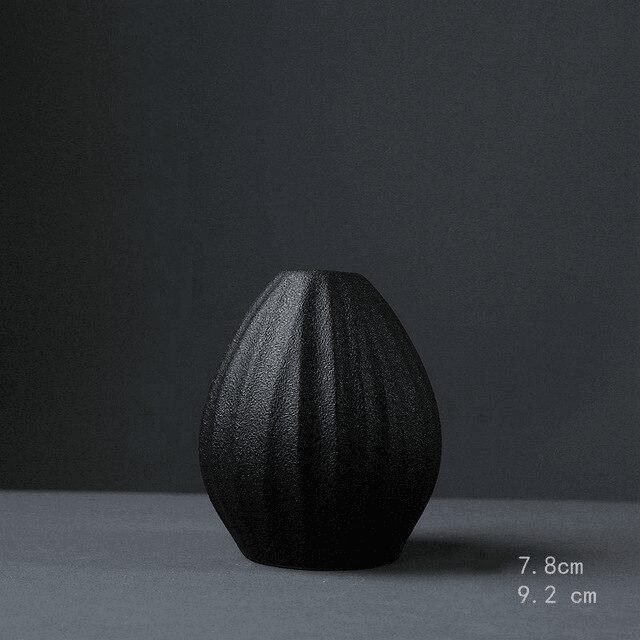 Frendorf | ObsidianWave Strukturierte Keramikvasen in Nacht-Schwarz | Modernes Design | Perfekte Dekoration für Zuhause