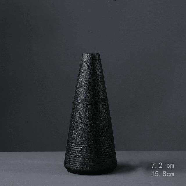 Frendorf | ObsidianWave Strukturierte Keramikvasen in Nacht-Schwarz | Modernes Design | Perfekte Dekoration für Zuhause