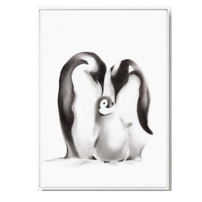 Moderne Pinguin Familie Liebe - Leinwand Wandbild Malerei