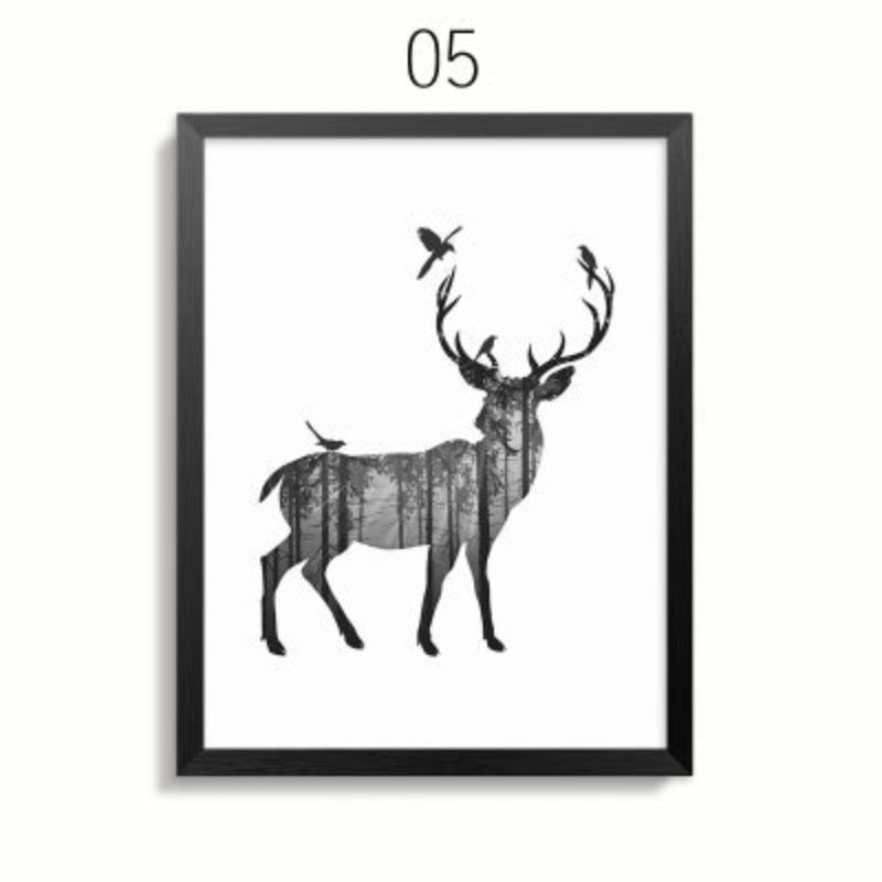Abstrakte Reh Familie Tiere - Leinwand Wandkunst Gemälde