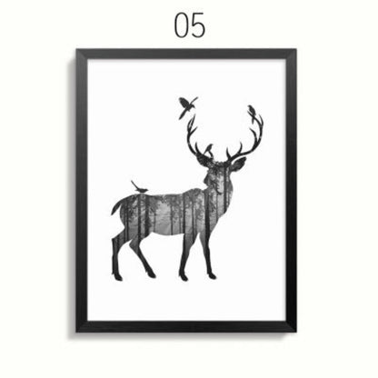 Abstrakte Reh Familie Tiere - Leinwand Wandkunst Gemälde