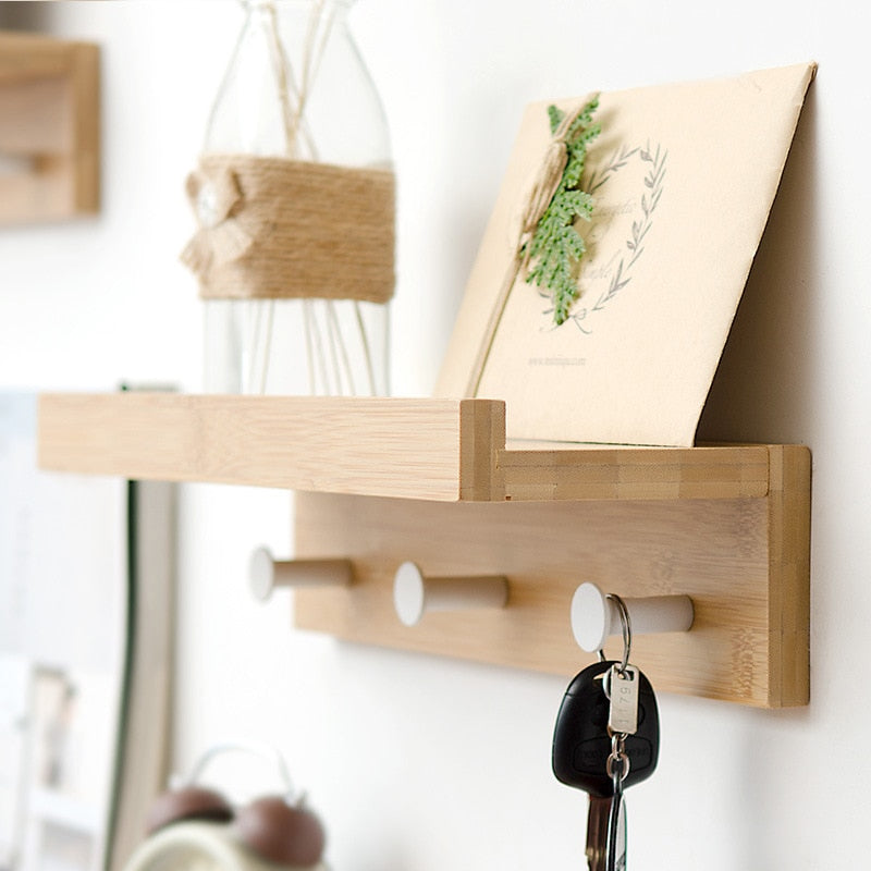 Frendorf | ShelfMaven Wandregal mit Haken | Platzsparende Aufbewahrung | Funktional & Dekorativ | Ideal für Küche & Bad