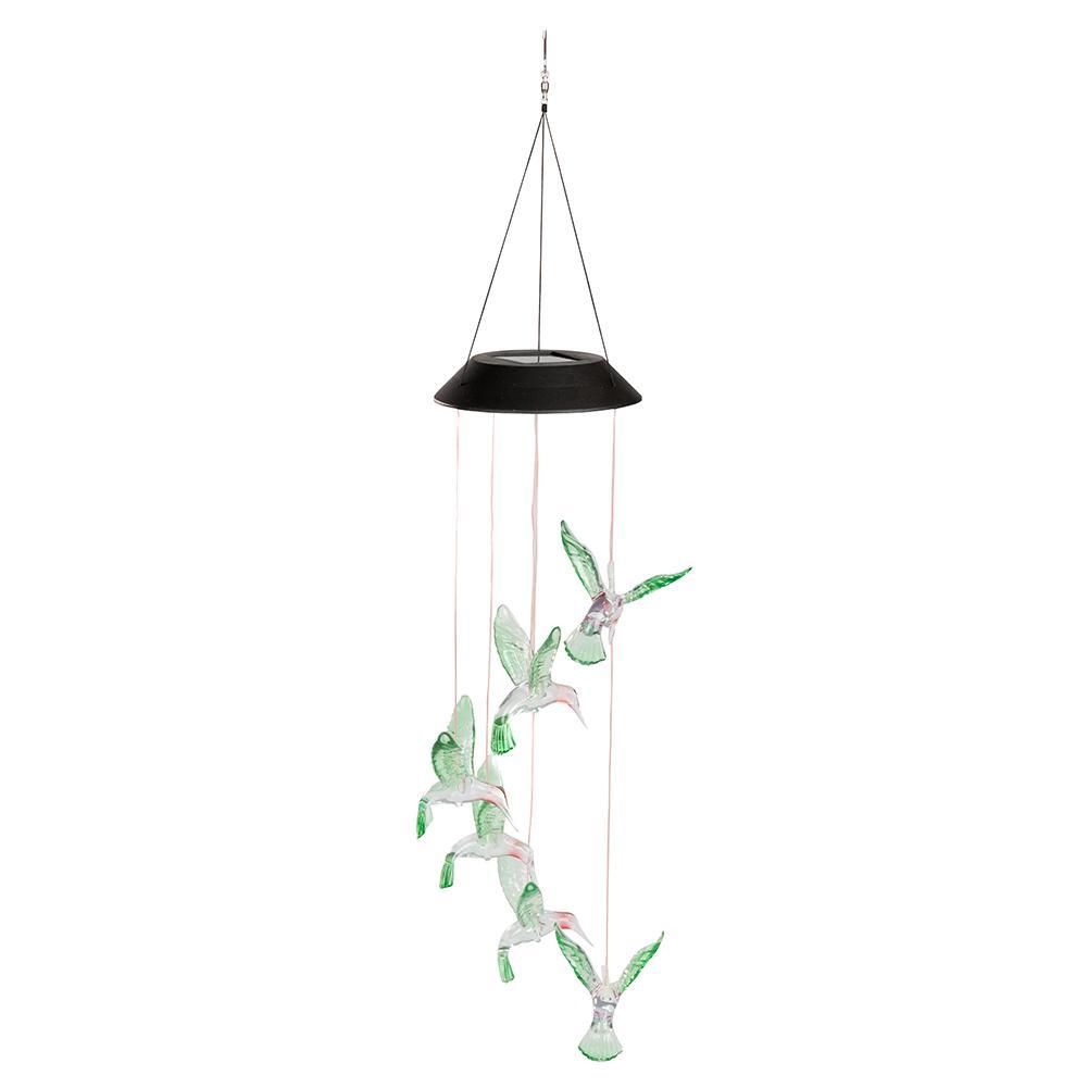 Frendorf | Luminavi LED Windspiel mit Kolibri-Motiv | Solarbetrieben | Farbwechselnde Beleuchtung | Ideal für Garten & Balkon